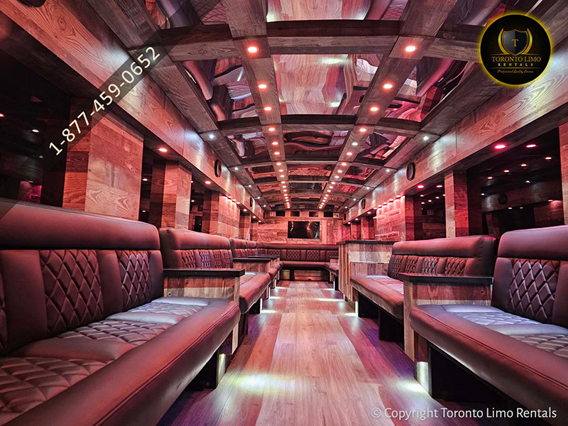 Spacious and luxurious interior of Toronto Party Bus